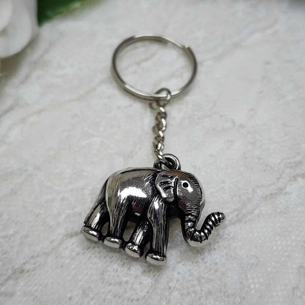 Silver Toned Elephant Keychain